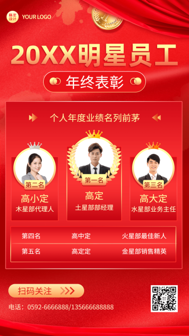 金融保险年终员工表彰喜报预览效果