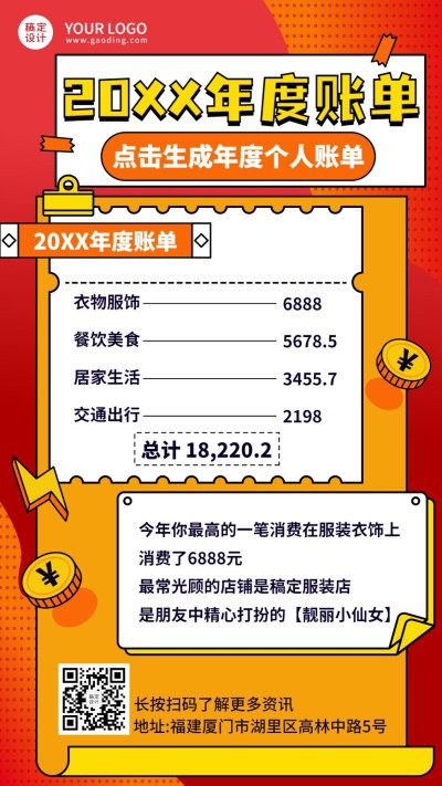 年终总结小仙女年度账单手机海报