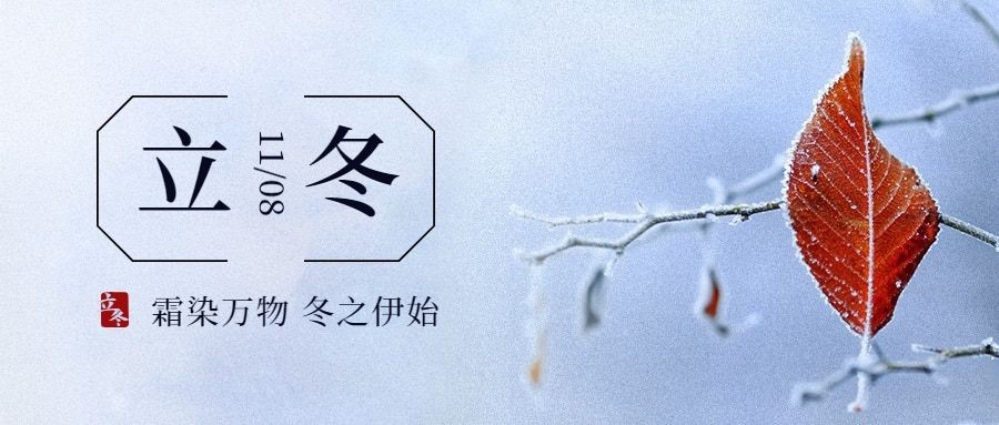 立冬节气树枝落雪特写祝福公众号首图