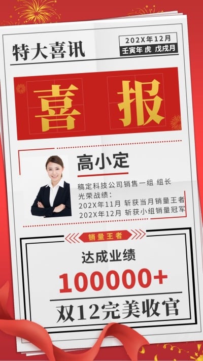 双十二双12年底开门红业绩喜报