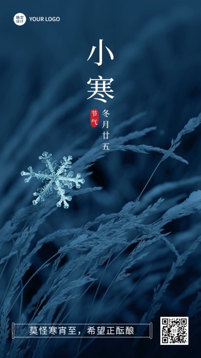 小寒节气祝福手机海报