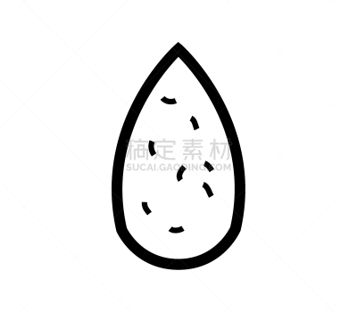 杏仁,图标,素食,清新,食品,水果,草图,分离着色,白色,绘制