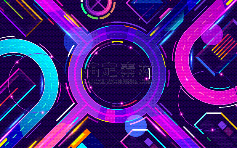 绘画插图,城市,未来,都市风景,夜晚,紫色,矢量,背景聚焦,发光,照亮