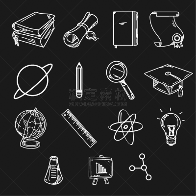 图标集,矢量,教育,无人,图像处理,图像,方形画幅,绘画插图,美国,教育