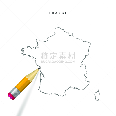 法国,草图,轮廓,矢量,分离着色,白色背景,国内著名景点,空的,铅笔,乡村风格