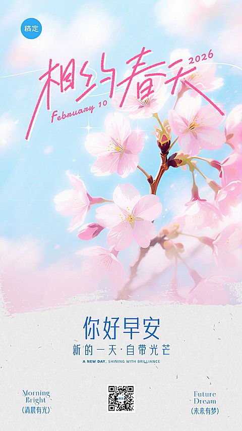 春季早安日签祝福问候海报
