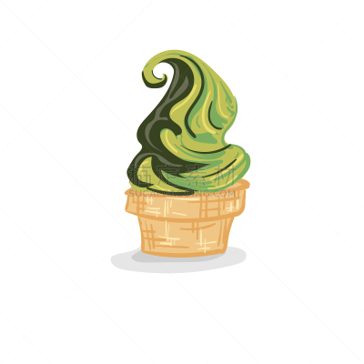 甜点心,绘画插图,冰淇淋,插画,一个物体,茶,绿茶,清新,背景分离,牛奶