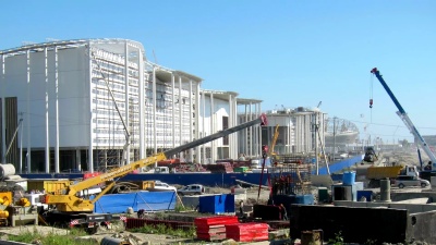 现代建筑的建设。延时