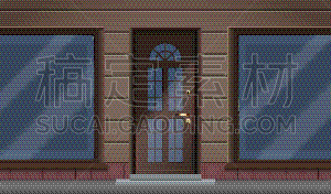 exterior shop facade with two big glass