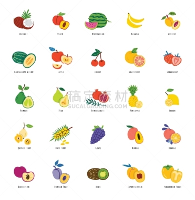 绘画插图,动物手,热带水果,清新,背景分离,多样,热带气候,食品,维生素,浆果