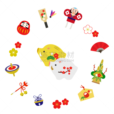 新年前夕,公猪,材料,贺卡,运气,圣伯纳犬,新年,可爱的,滨家,背景分离
