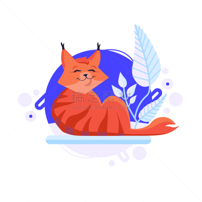 幸福,猫,矢量,美洲山猫,卡通,绘画插图,红色,腰部以下,分离着色,婴儿