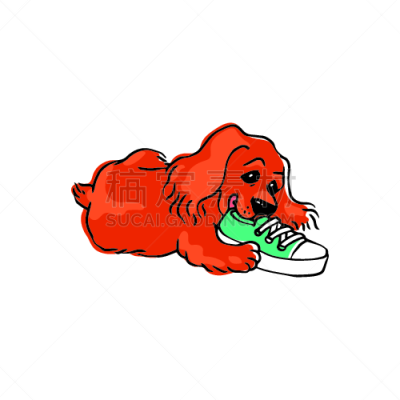 可爱的,狗,小狗,绘画插图,卡通,靴子,矢量,幽默,分离着色,业主