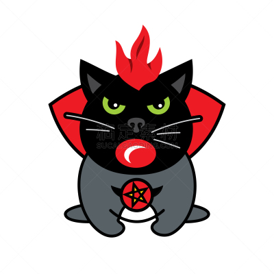 猫,奇异的,黑色,卡通,宠物,夜晚,红色,问候