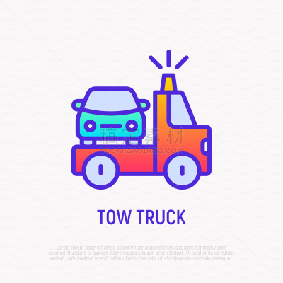 汽车,细的,拖运卡车,绘画插图,矢量,线图标,卡车,交通方式,品牌名称