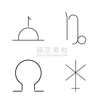 直的,图标集,星座,矢量,图像,标志,石洞壁画,摩羯座,朱诺号