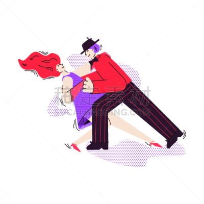 女人,舞蹈,绘画插图,卡通,探戈,男人,平坦的,矢量,分离着色,热情