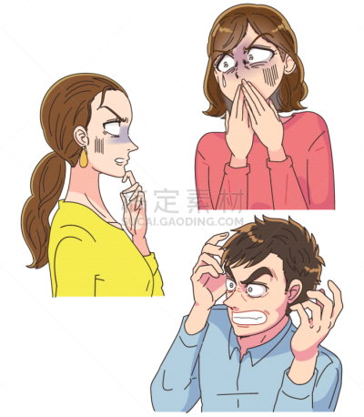 女人,男人,三个人,仅日本人,和情人过周末,面部表情,日本人,绘画插图,日本,情绪压力