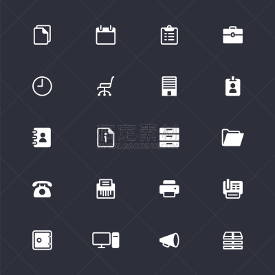 符号,极简构图,办公用品,商务,时间,扩音器,计算机,地址本,打印机,文档