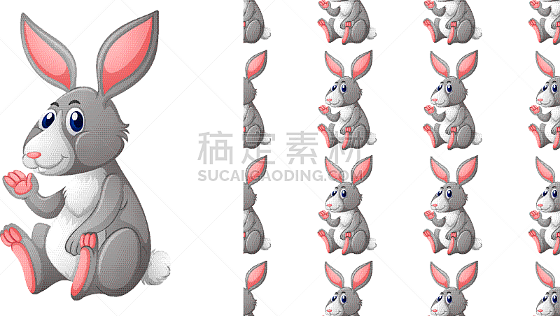 seamless background design with gray rabbit