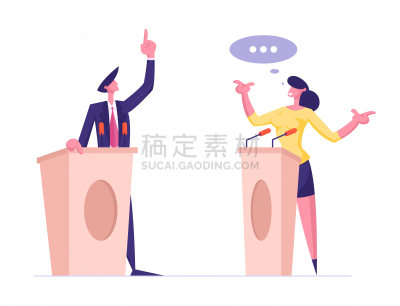 候选人,绘画插图,男人,矢量,麦克风,女人,讨论,演讲