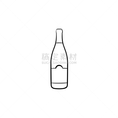 草图,酒瓶,计算机图标,分离着色,轮廓,白色,饮料,含酒精饮料,概念,绘制