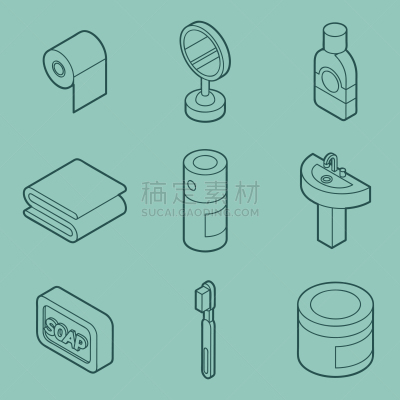 卫生,矢量,浴室,华丽的,防晒霜,梳子,图像,吹风机,瓶子,绘制