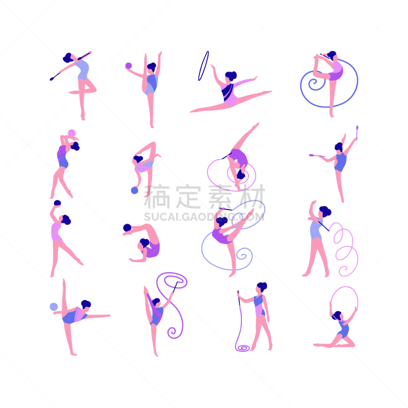 运动,体操,背景分离,球,女人,儿童,舞蹈,绘画插图,女孩,人
