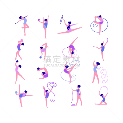 运动,体操,背景分离,球,女人,儿童,舞蹈,绘画插图,女孩,人