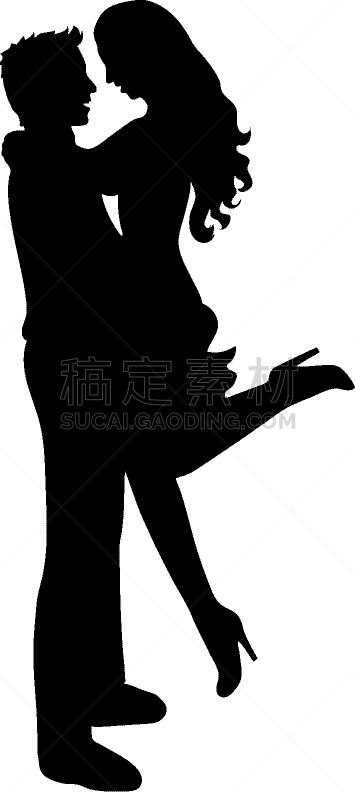 黑色,浪漫,伴侣,成年的,人,男人,女人,女孩,夏天,剪影