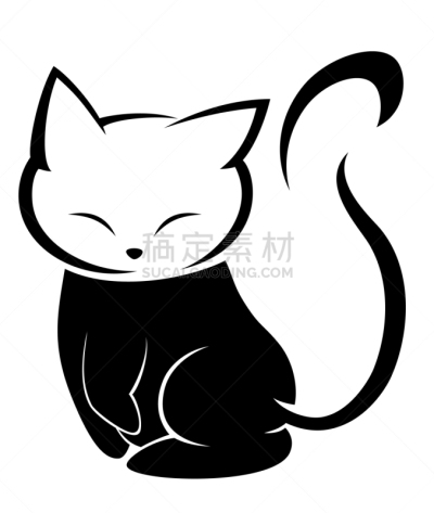 品牌名称,猫,白色背景,可爱的,哺乳纲,动物,装饰物,艺术品,尾巴,绘制