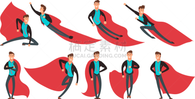 男商人,动作,卡通,分离着色,白色,商务,红色,男人