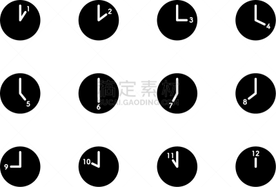 时间,计算机图标,9点整,5点整,线条,12点整,背景分离,午夜,倒计时,11点