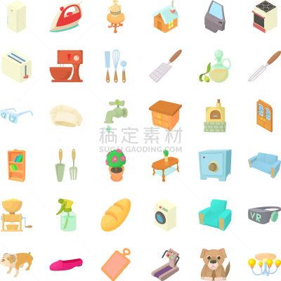 计算机图标,住房,可爱的,漫画,室内,图像,矢量,分离着色,布置,收集