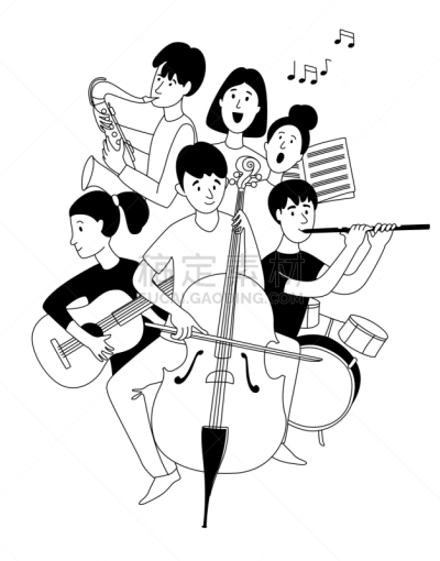 乱画,乐器,管弦乐队,古典音乐会,音乐,未成年学生,成一排,合唱女郎,儿童