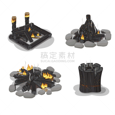 柴火,绘画插图,烧毁的,大篝火,舞台,热,灰色,营火,阴影,煤