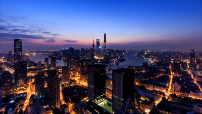 上海天际线与城市景观的昼夜延时摄影