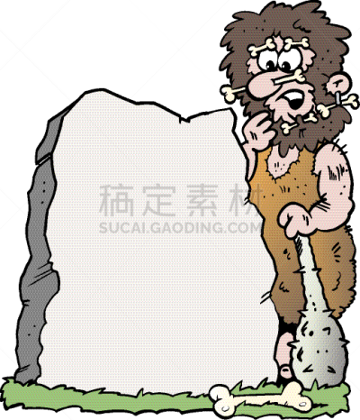男穴居人,巨大的,看,石头,动画片,络腮胡子,男商人,人,男人,黑色