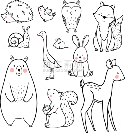 幼小动物,可爱的,野生动物,图像,松鼠,猫头鹰,图画书,动物,鹿,想象