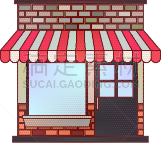 外立面,商店,遮阳伞,色彩鲜艳,商务,红色,建筑外部,砖,图像,剪影
