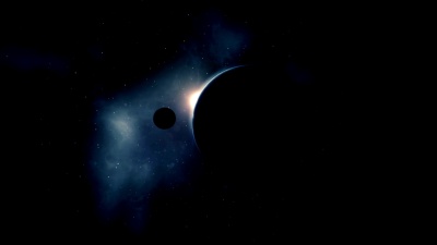 太空中的地球和月球(蓝色版)