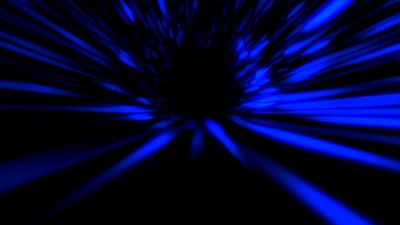 太空隧道虫洞时间旅行，穿过云层和数百万颗星星。蓝色色调