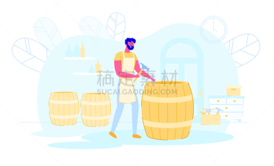 专业人员,木制,库珀,桶,围裙,葡萄酒,部分,葡萄酒酿造,竞技场,自制的