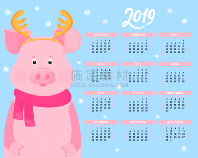 可爱的,2019,日历,星期日,传统,商务,进出港显示牌,历书,春节