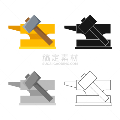 火神,锤骨,分离着色,金属,奥林匹士山,古董,矢量,收集,设计