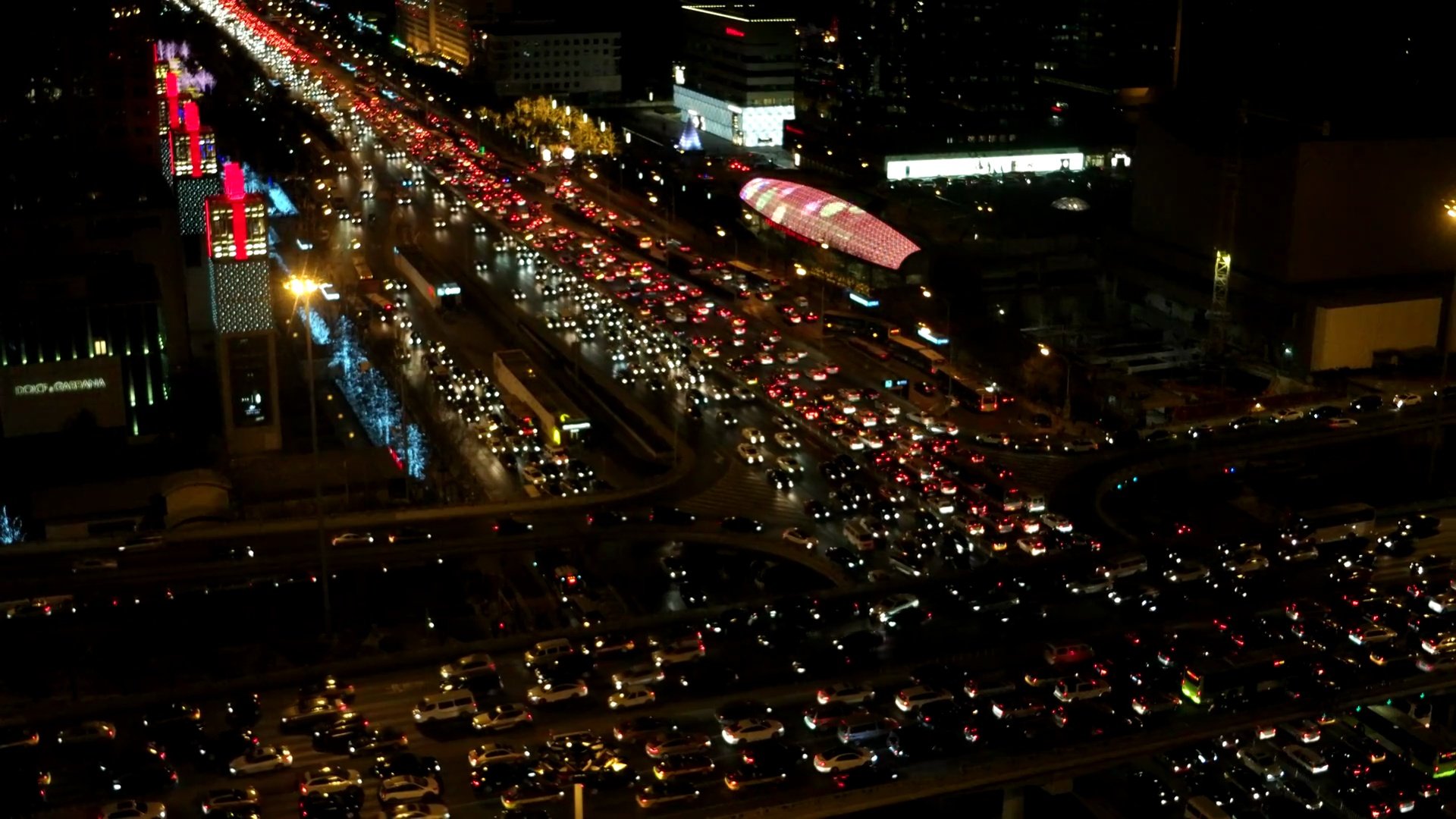 北京繁忙道路交叉口鸟瞰