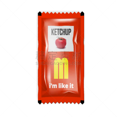 3d abstract restaurant ketchup fast food sachet