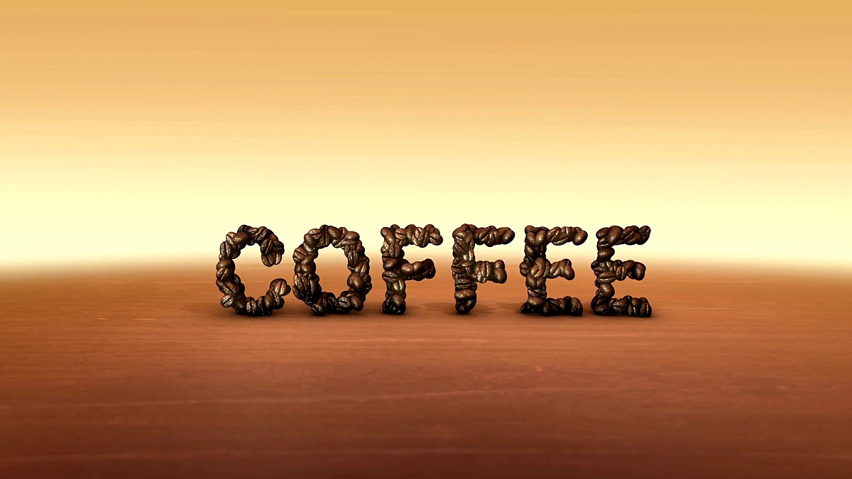 3D咖啡刻字的无缝停止运动动画