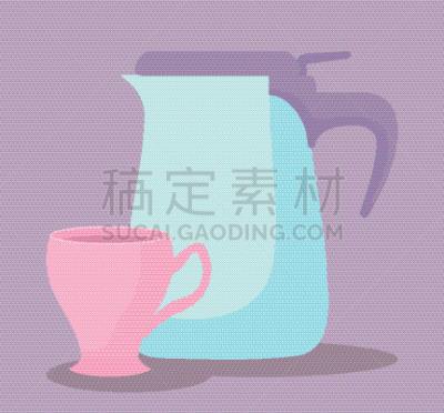 分离着色,茶壶,杯,图标,瓷器,华丽的,精神振作,传统,图像,复古