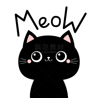 可爱的,贺卡,卡通,乐趣,文字,猫,可爱,性格,黑色,小猫